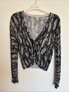 H&M Snake Print Lightweight Button Cardigan - Black & Grey